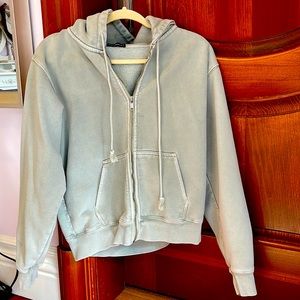 COPY - Brandy Melville Sage green regular fit zip up christy hoodie.